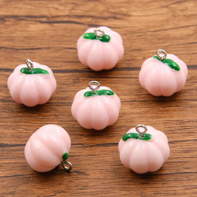 10Pcs 17X17MM Cute 7 Color Halloween Pumpkin Charms