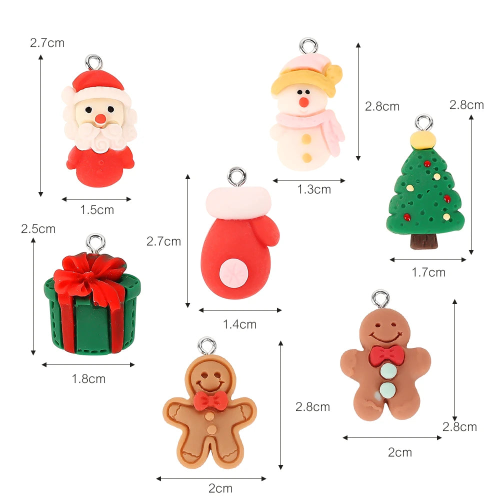 10pcs Cute Christmas Earring Resin Charms