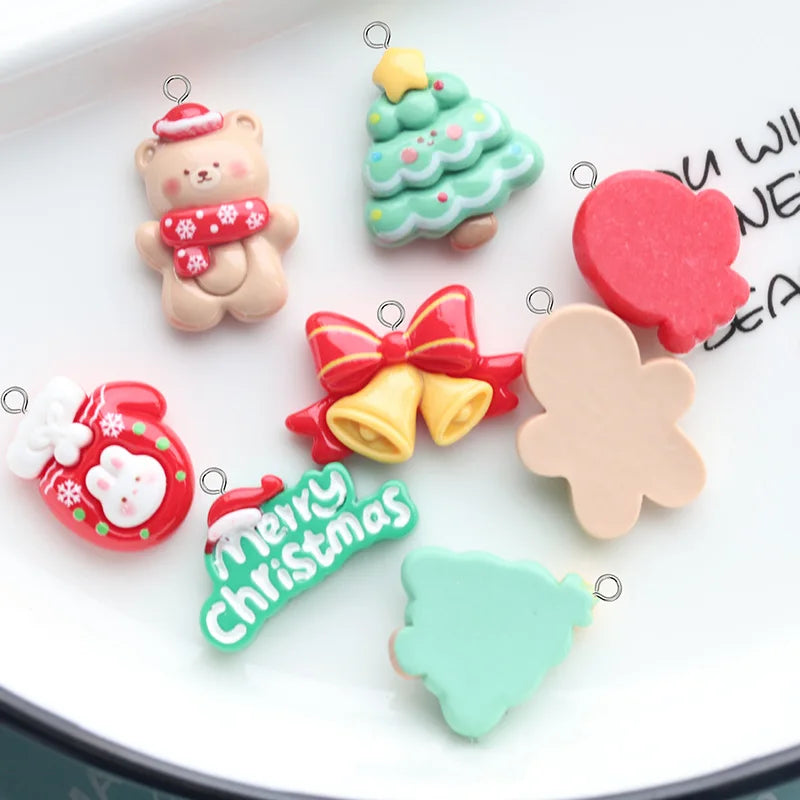 10pcs Bright Chubby Resin Christmas Charms