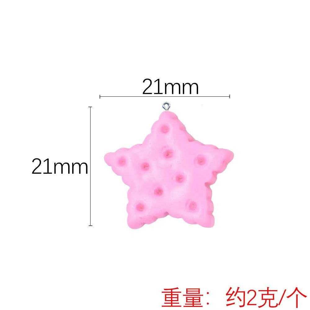 10Pcs Mini Star Heart Rabbit Bear Biscuit Resin Charms For Jewelry Making DIY Earring Necklace Bracelet DIY Pendant Accessories