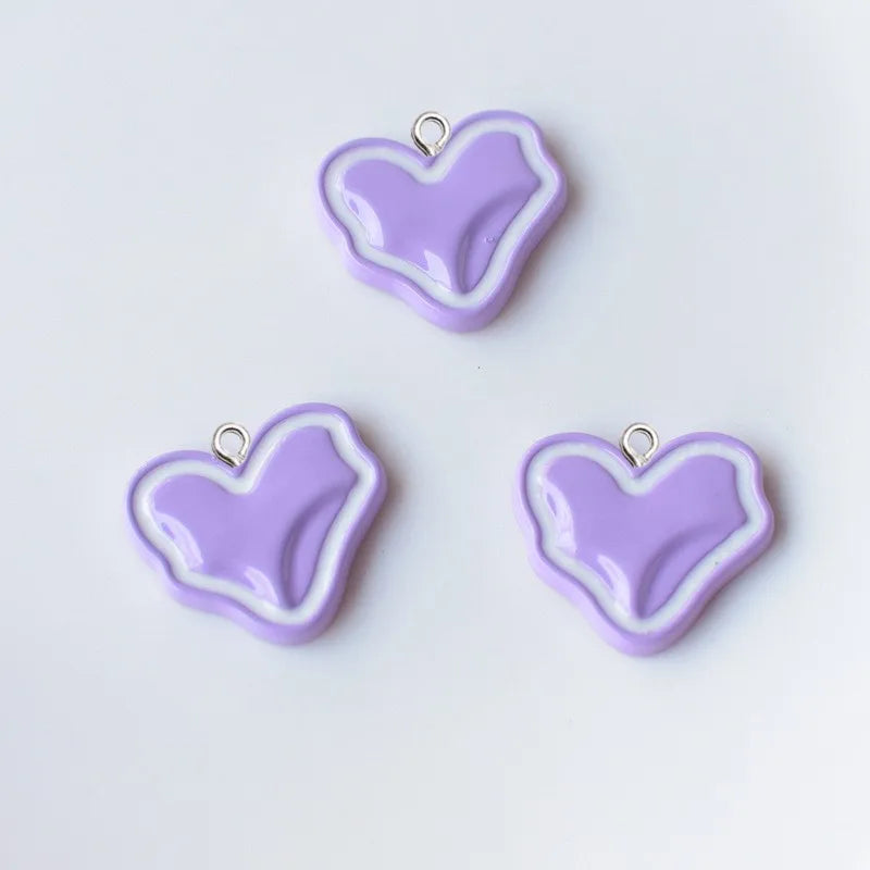 10Pcs Colorful Irregular Love Heart Resin Charms