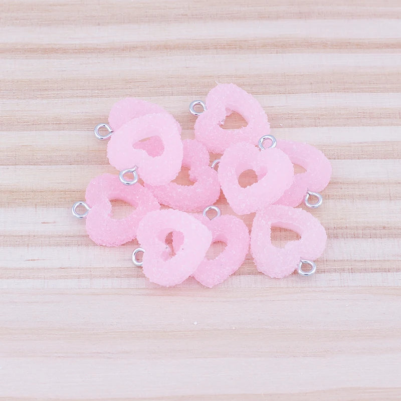 10pcs/lot Colorful Soft Candy Heart Shape Charms Cute Kawaii Resin Pendant Charms for Earring Bracelets Jewelry Making Bulk