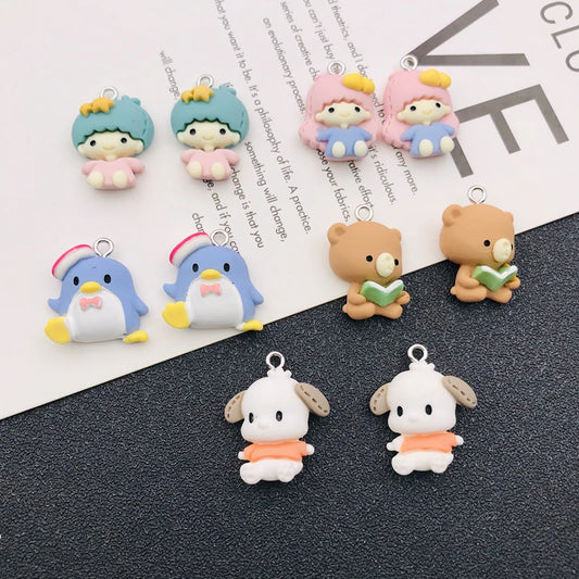 10pcs Hot Selling Resin Kawaii Cartoon Charm Bear Pendant for Keychain, Earring, Scrapbooking, DIY Making, Necklace