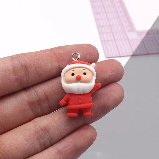 10Pcs 3D Kawaii Santa Claus Resin Charms