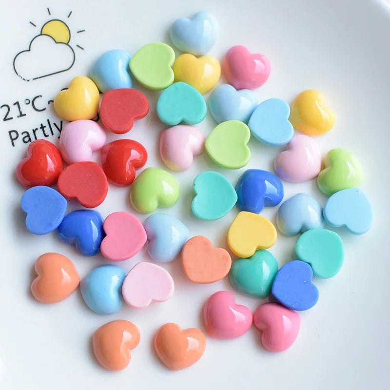 10pcs Cute Macaron Color Brightly Love Heart Resin Charms