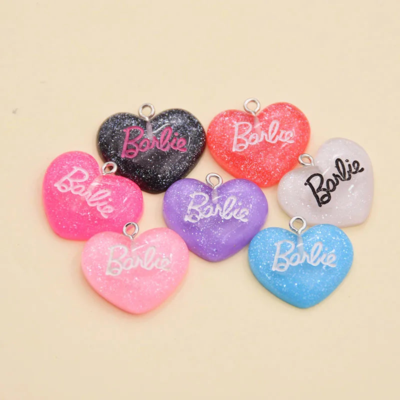 10Pcs Resin Hearts Charms Simulation Glitter Love with Letter Pendants for Jewelry Making DIY Earring Necklace Keychain Findings