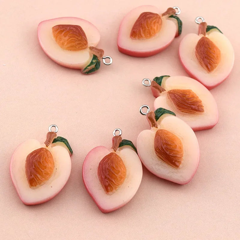 10Pcs Fashion Cute Peach Fruit Charms