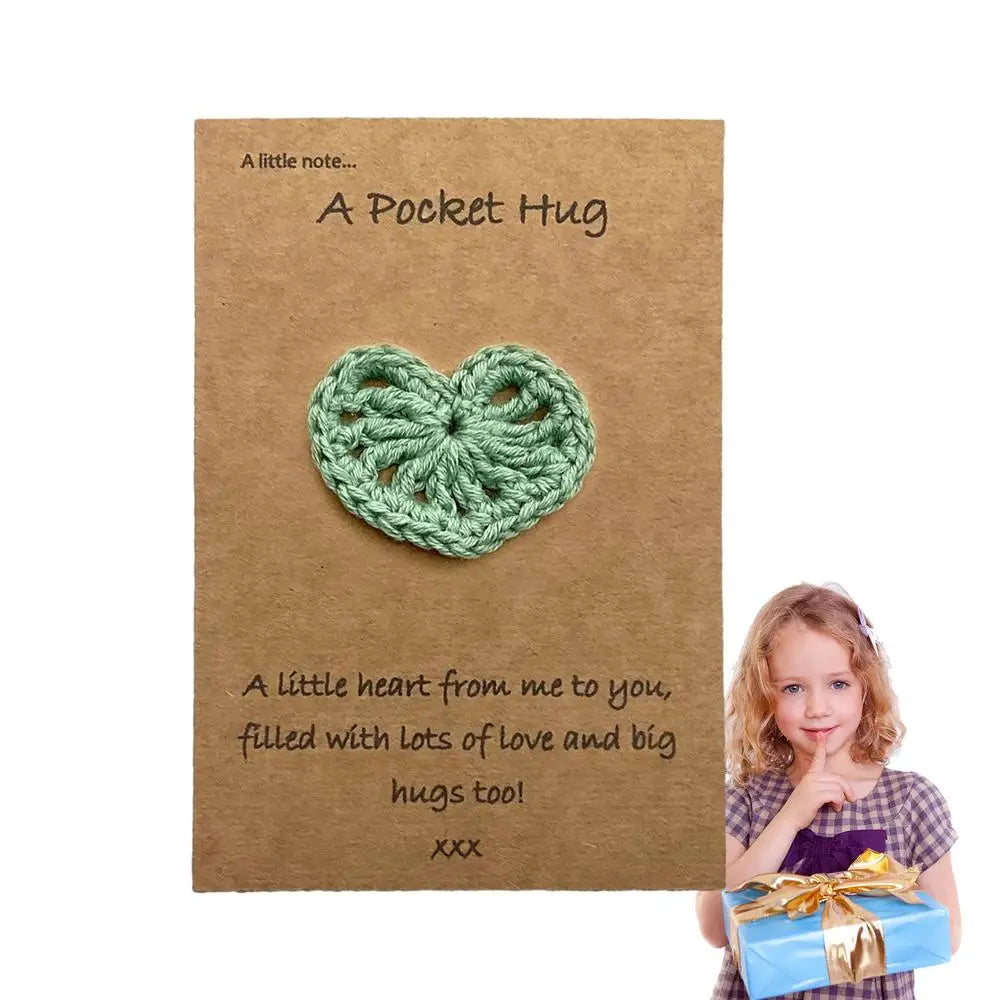 Pocket Hug Heart Crochet Keepsake Love Notes Handcrafted Cute Thoughtful Ocket Hug Heart With Card For Mother's Day End Of The