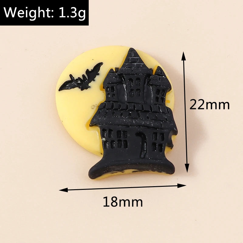 10pcs Mixed Halloween Charms Cute Resin Whitch Hat Cat Pumpkin Moon Ghost Charms Pendants for DIY Jewelry Making Accessories