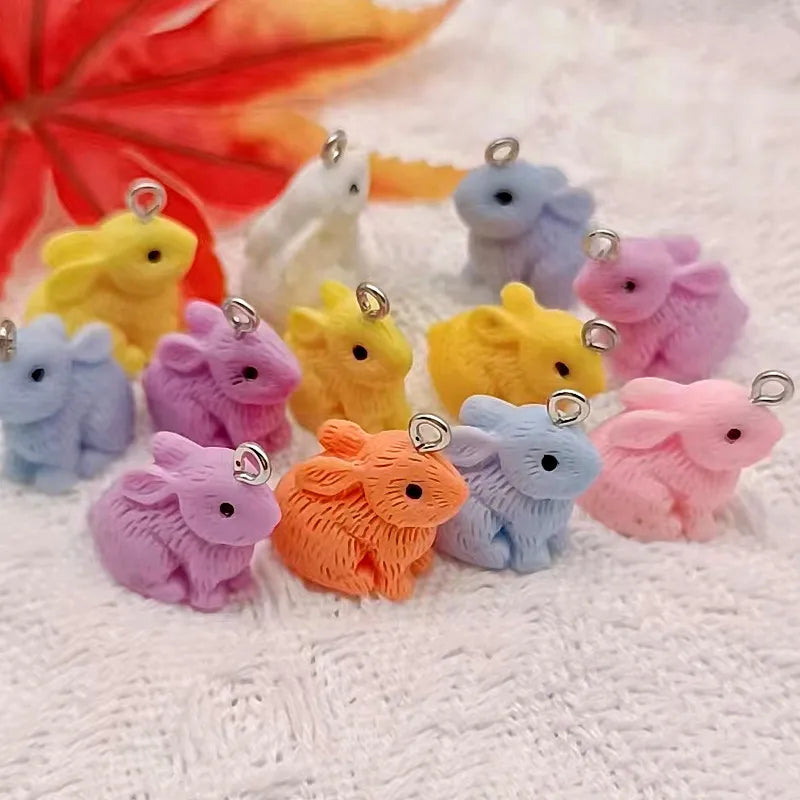 10Pcs 21*22mm 6 Color Rabbit Animal Charms