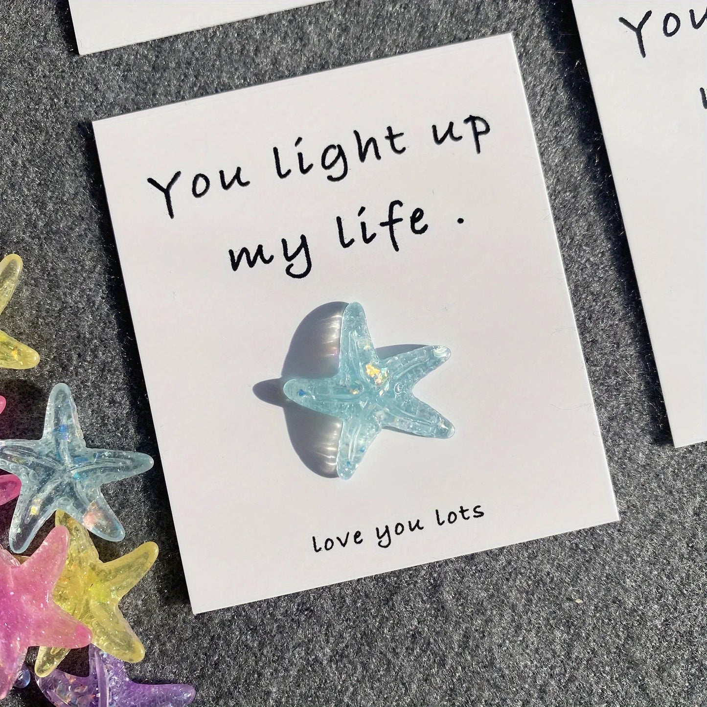 I love you more card,Cute resin stars,starfish 3D greet card,a little pocket hug card, Funny Graduation Card, Support Card