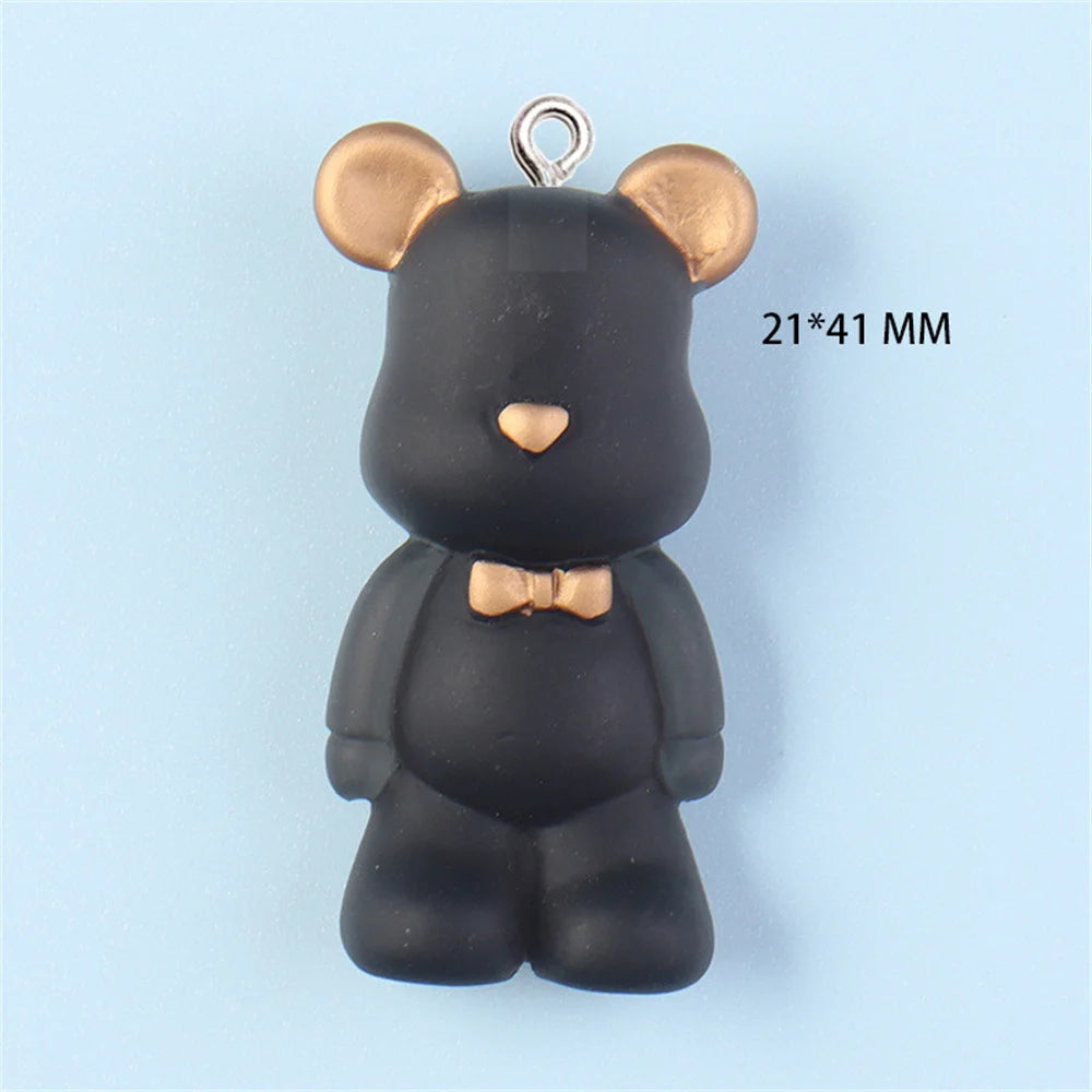 10Pcs Big Transparent 3D Bear Resin Charms