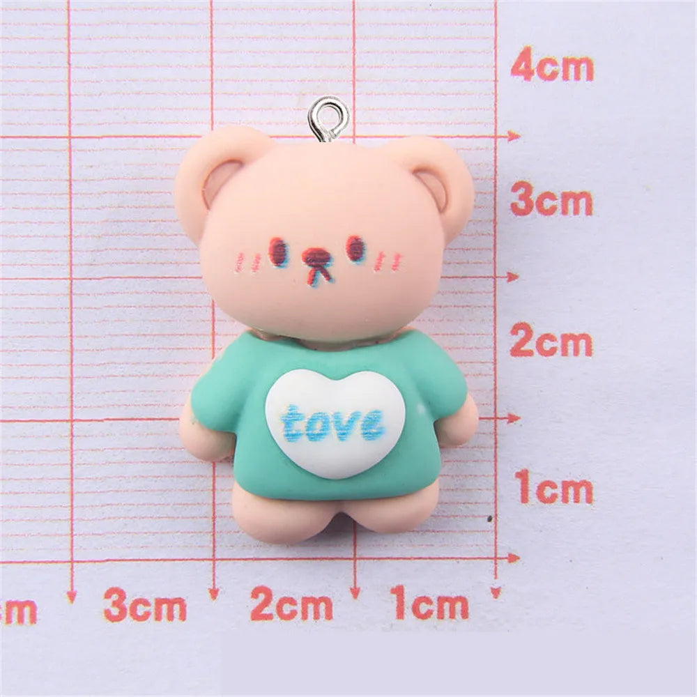 10Pcs Cartoon Animal Resin Charms