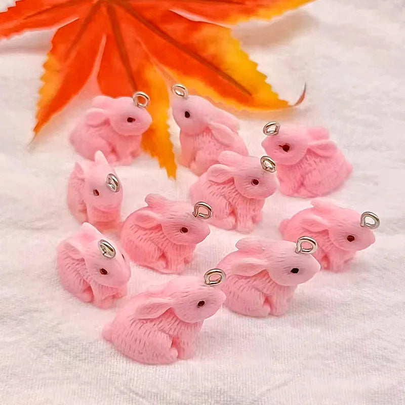 10Pcs 21*22mm 6 Color Rabbit Animal Charms