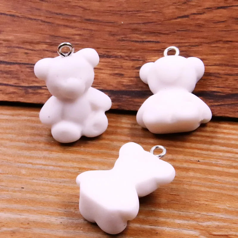 10Pcs 18X24MM Cute 6 Color Bear Resin Earring Charms