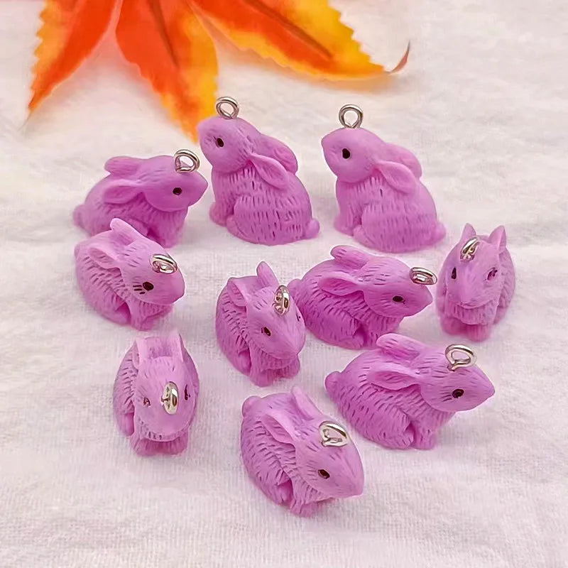 10Pcs 21*22mm 6 Color Rabbit Animal Charms