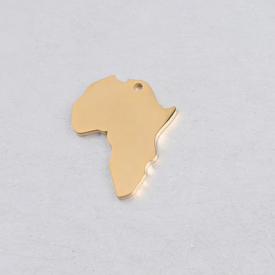 10pcs 4 Color Stainless Steel Hollow Africa Map Pendant Charms