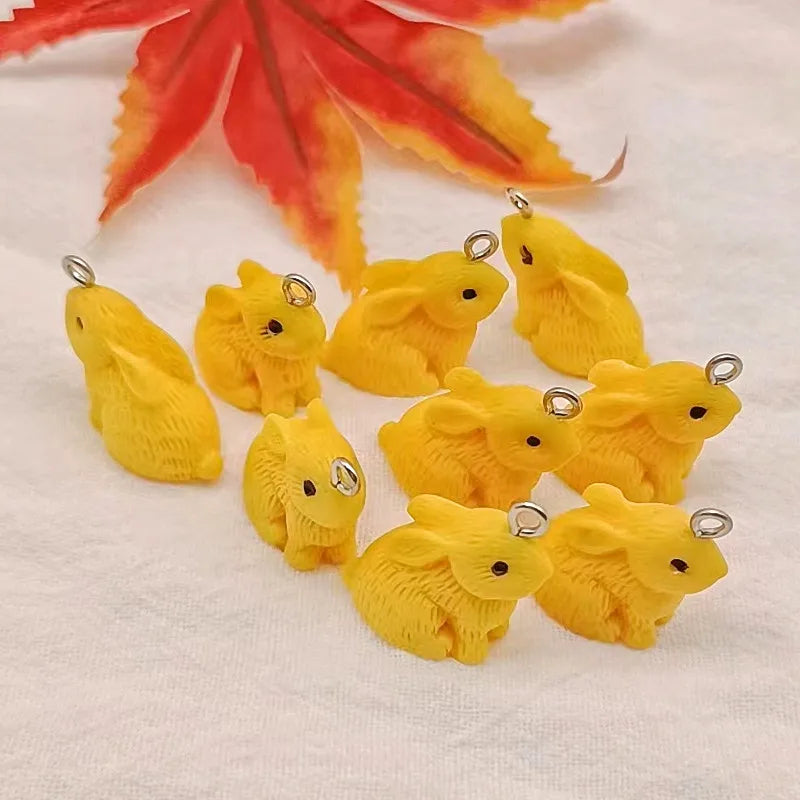 10Pcs 21*22mm 6 Color Rabbit Animal Charms