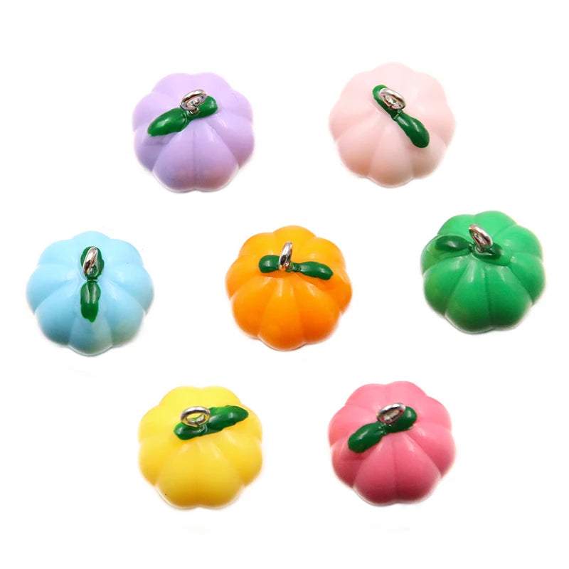 10Pcs 17X17MM Cute 7 Color Halloween Pumpkin Charms