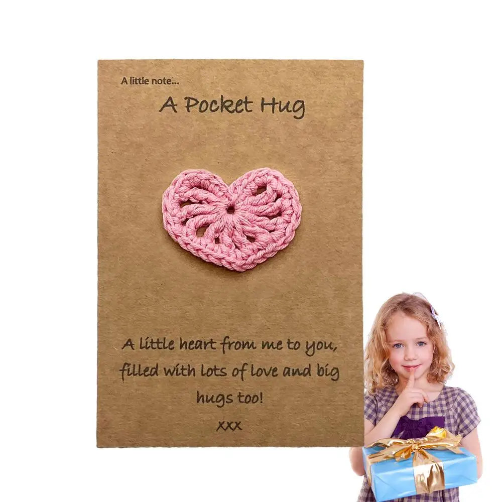 Crocheted Heart Pocket Hug Crochet Keepsake Love Notes Handmade Thoughtful Pocket Hug Crochet Heart Greeting Card For Birthday