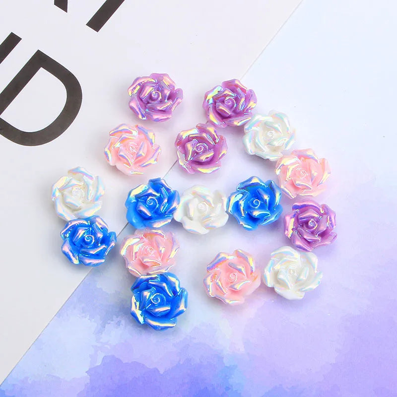 10Pcs Glitter Powder Hearts Flatback Resin Cabochons