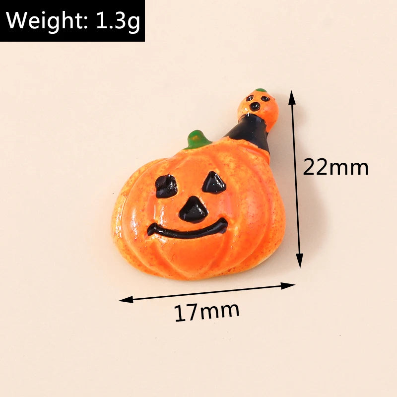 10pcs Mixed Halloween Charms Cute Resin Whitch Hat Cat Pumpkin Moon Ghost Charms Pendants for DIY Jewelry Making Accessories