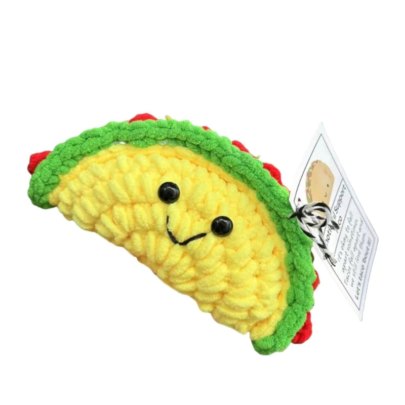 Crochet Tacos Dolls Cartoon Handmade Plush Knitted Toy with Encouragement Card Inspirational Gift Home Decors 203C