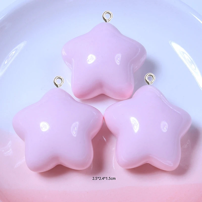 10Pcs Colorful Star Love Heart Resin Pendant