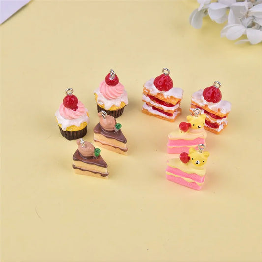 10Pcs Resin 3D Strawberry Cake Charms Earrings Pendants for Keychain Jewelry Making DIY Crafts Findings Necklace Accessories