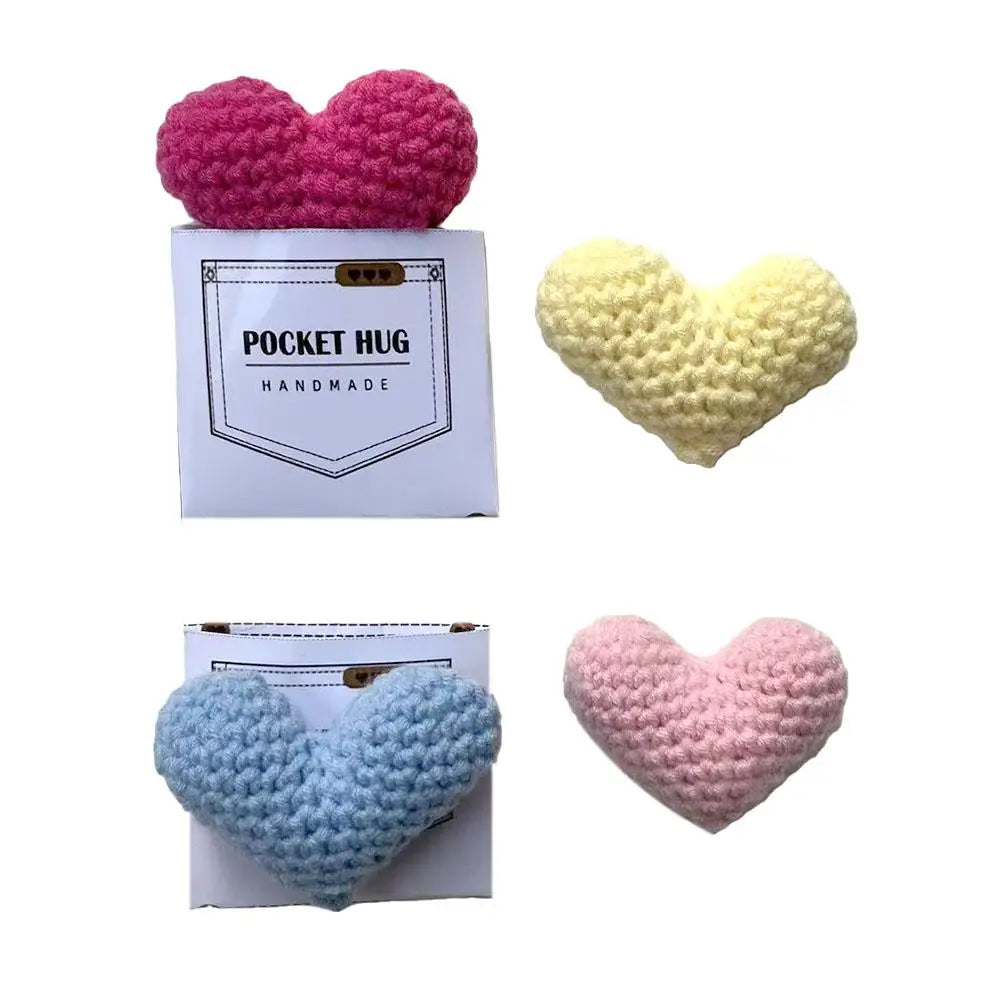 Pocket Hug Heart Greeting Crocheted Love Heart Pocket Gifts Hug Valentines Hug Pocket Token Day Handmade Birthday Crocheted C4F0