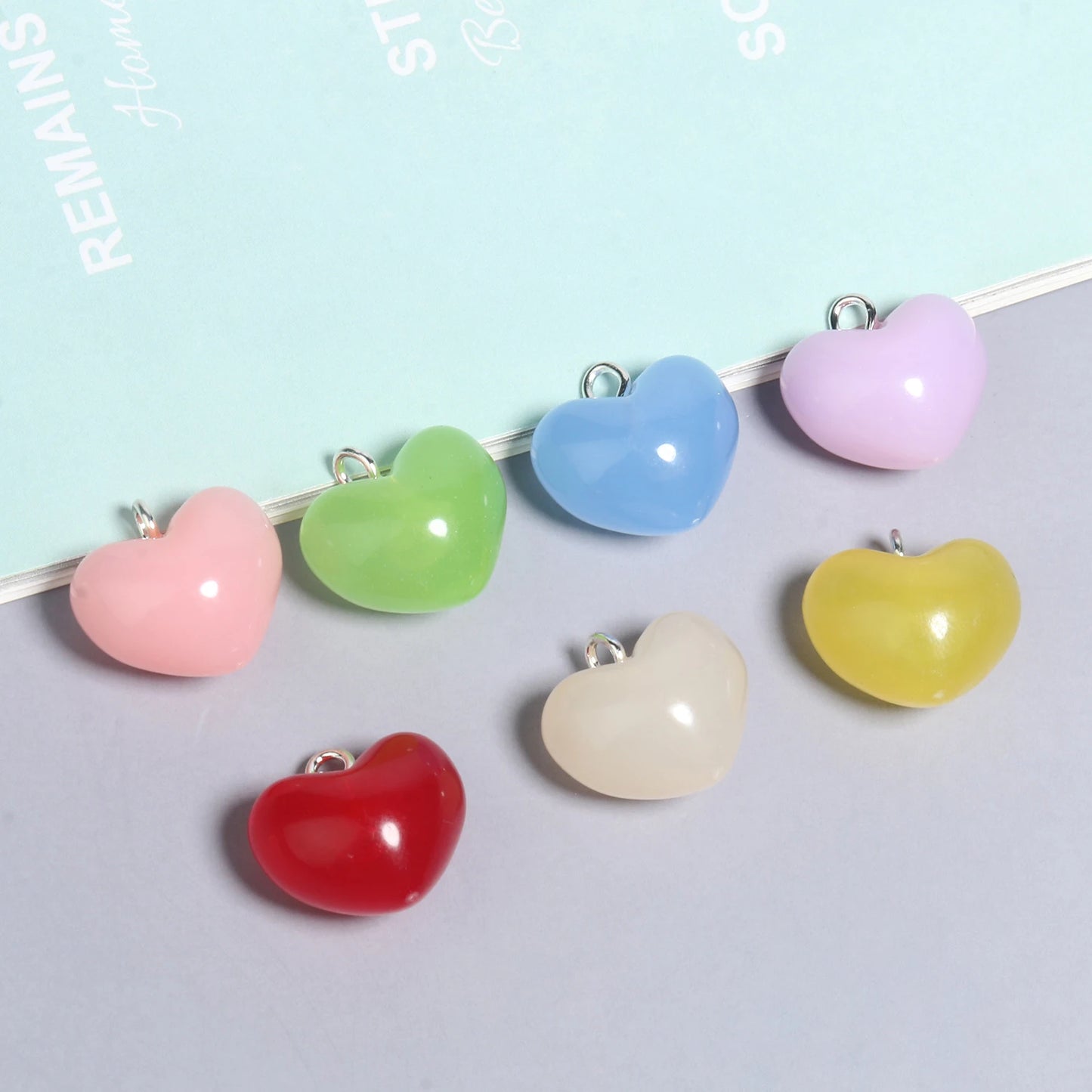 10pcs/lot Mixed Cute Resin Heart charms pendants for bracelets necklace earrings jewelry making diy Keychain parts 17.5x18mm