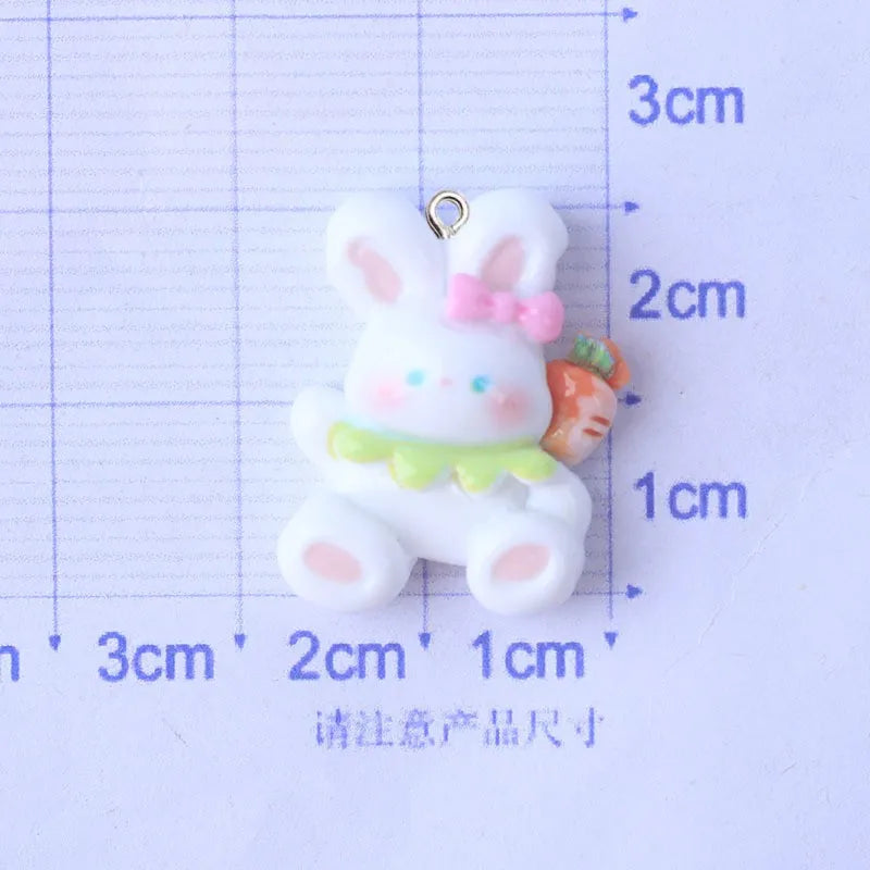 10Pcs Cute Bear Rabbit Dog Resin Charms