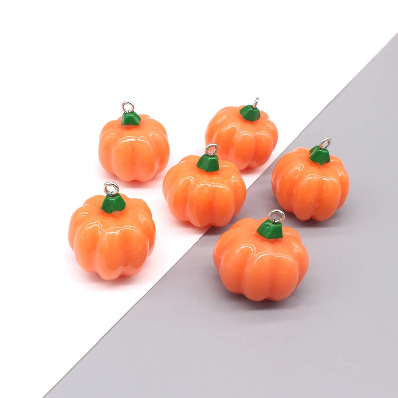 10pcs/pack Cute 3D Mini Pumpkin Resin Charms Funny Halloween Cushaw Food Pendant For Earring Keychain Diy Jewelry Making D275