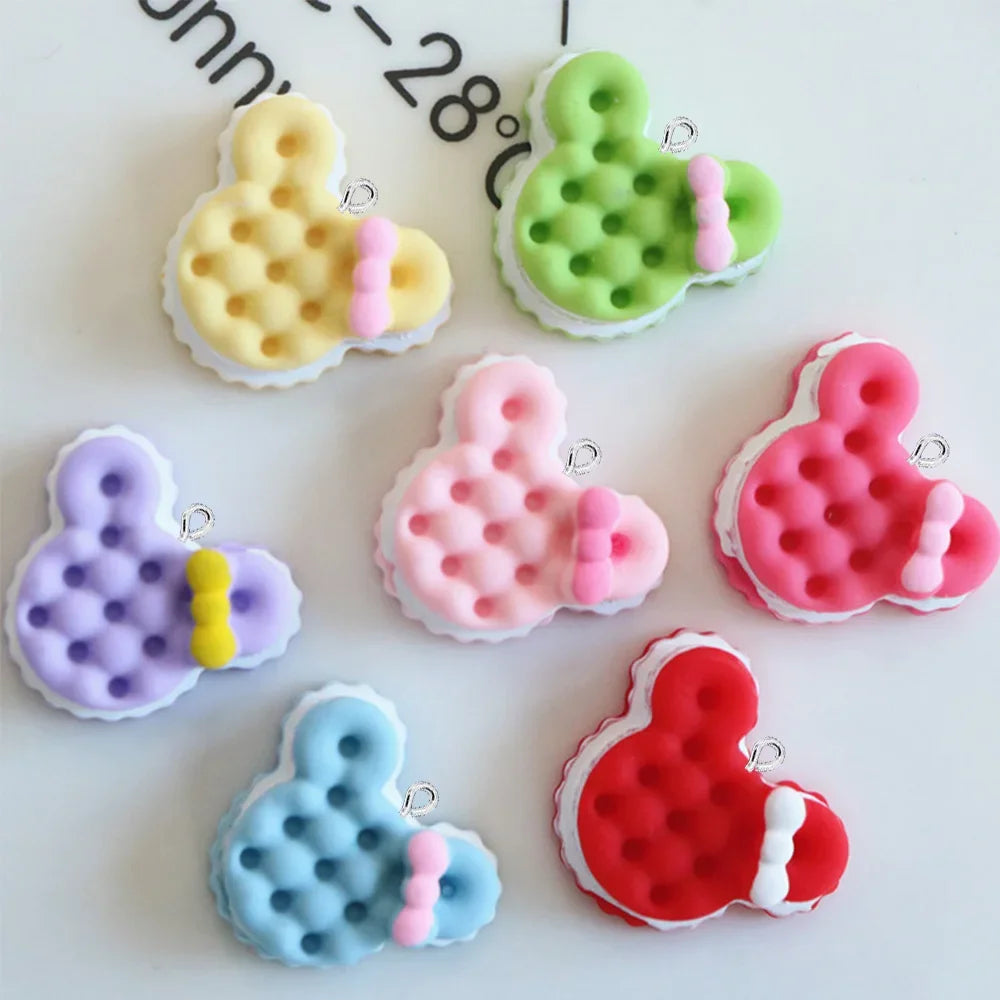 10PCS Bear Head Cookies Series Flatback Charms