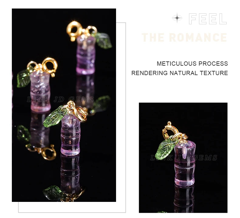 1 Pc Natural Amethyst Carved Bamboo Shape