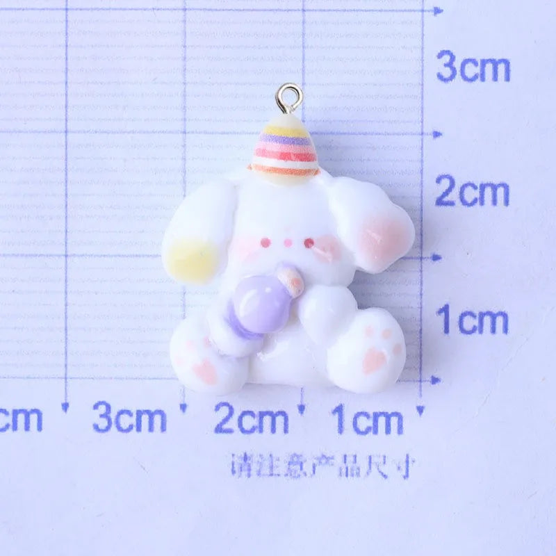 10Pcs Cute Bear Rabbit Dog Resin Charms