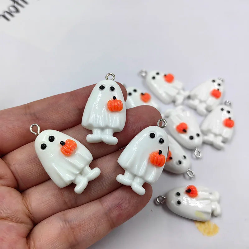 10pcs Kawaii Halloween Charms for Jewelry Making Cute Ghost Pumpkin Pendants Diy Keychain Necklace Finding C1302