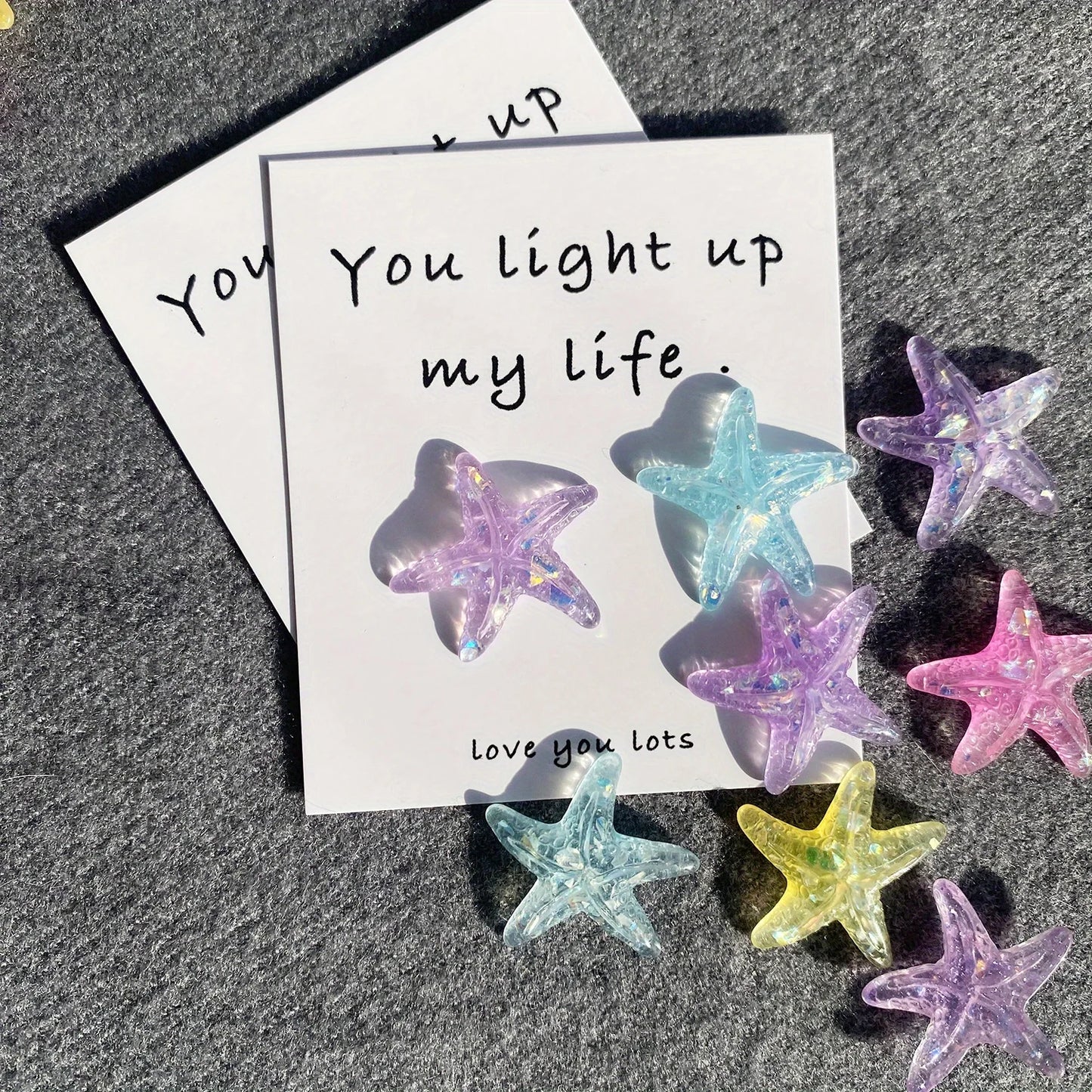 I love you more card,Cute resin stars,starfish 3D greet card,a little pocket hug card, Funny Graduation Card, Support Card