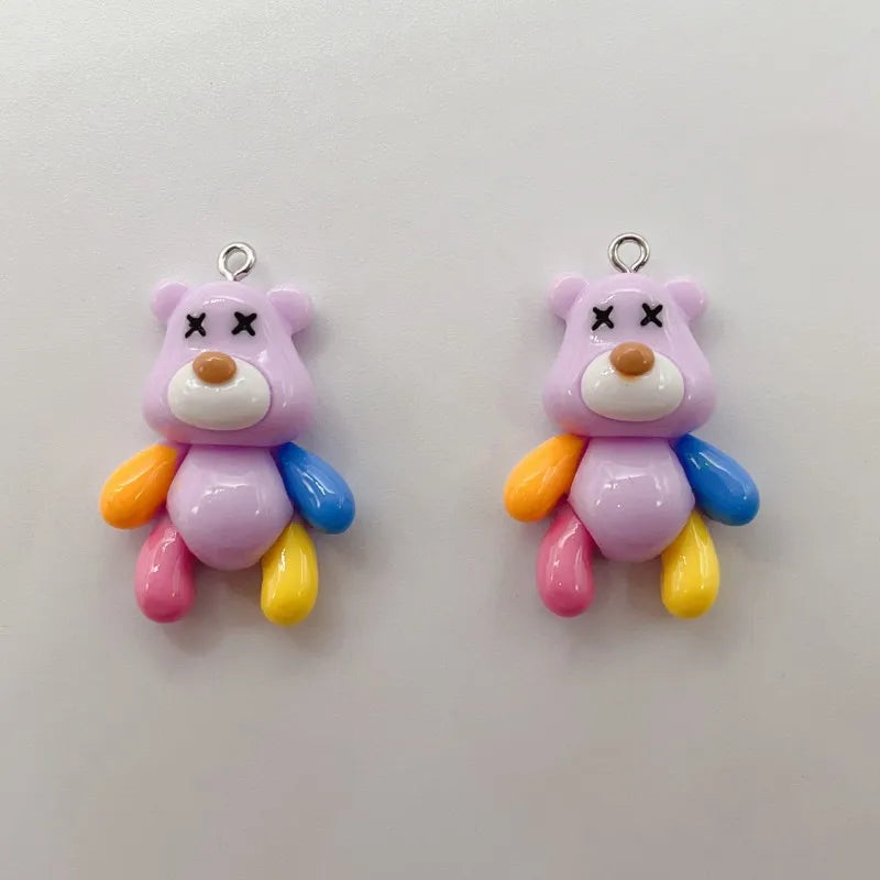 10pcs resin color bear charm cute