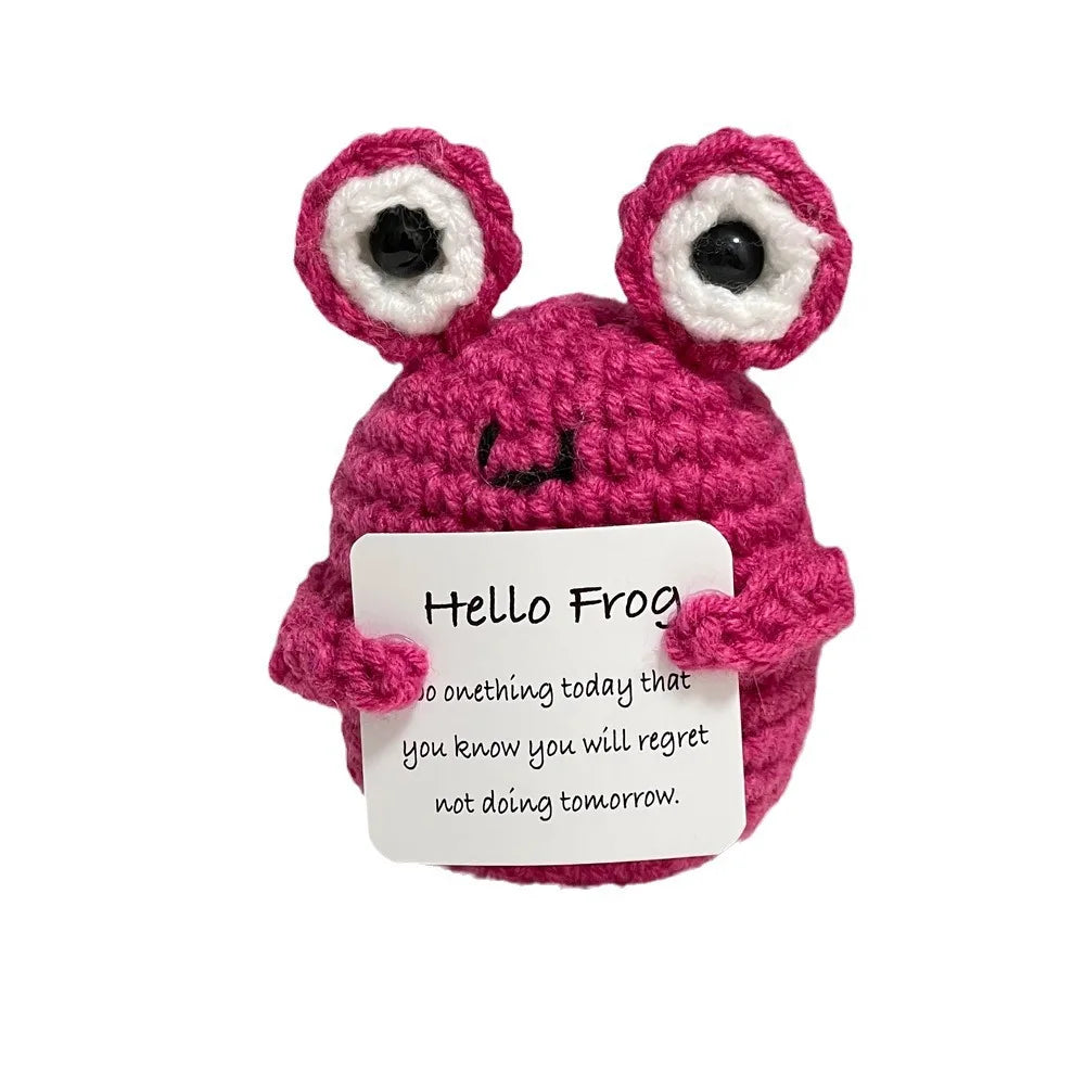 New Crochet Positive Energy Doll with Card Home Room Decor Handmade Knitted Animal Hug Pocket Dolls Ornament Christmas Gifts