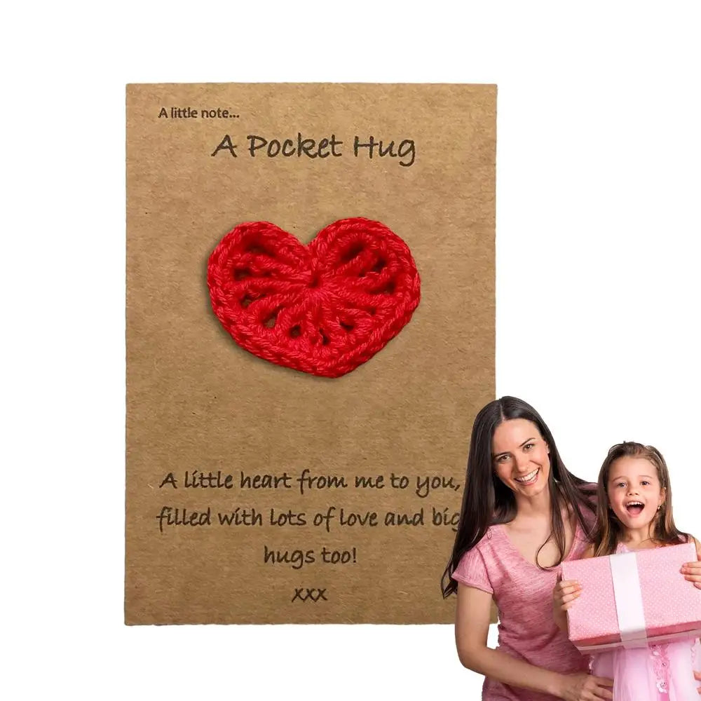 Pocket Hug Heart Crochet Keepsake Love Notes Handcrafted Cute Thoughtful Ocket Hug Heart With Card For Mother's Day End Of The