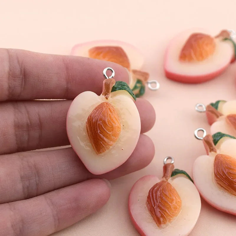 10Pcs Fashion Cute Peach Fruit Charms