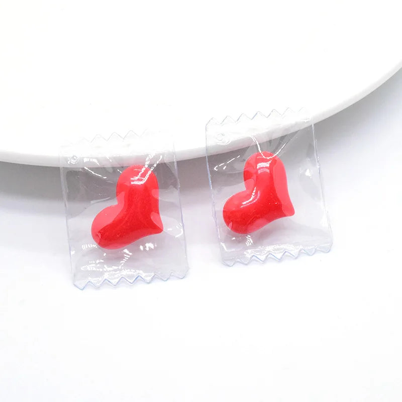 10pcs Cute Transparent Candy Small Hearts Charms