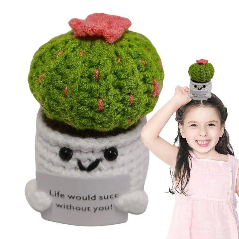 Knitting Doll Gift Crochet Pickle Doll With Positive Card Funny Crochet Doll Inspirational Gifts For Boys Children Kids