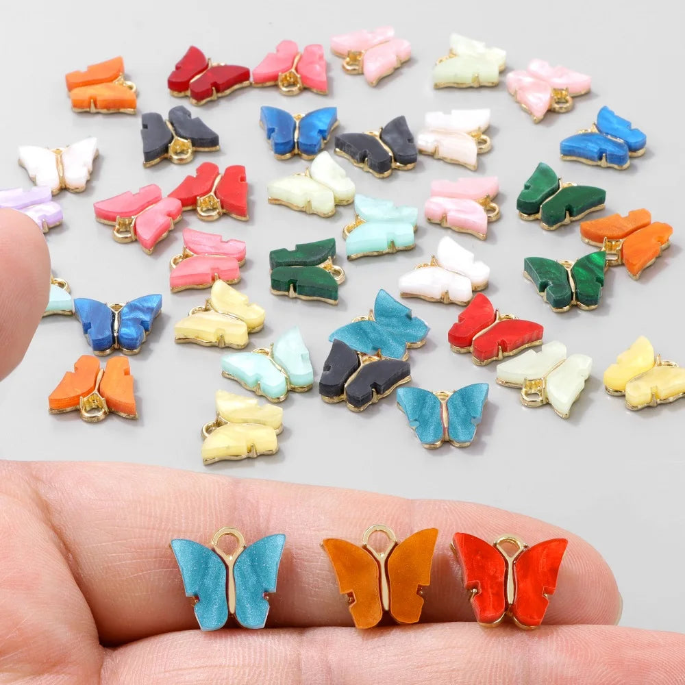 10Pcs/Lot Cute Shell Butterfly Charms Colorful Bohemia Butterfly Pendant For Jewelry Making DIY Necklace Accessories 11x14mm