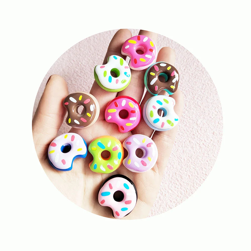 Wholesale! Kawaii Simulation Miniature Chocolate Donuts Resin Flat Back Phone Charm for Slime Crafts Scrapbooking