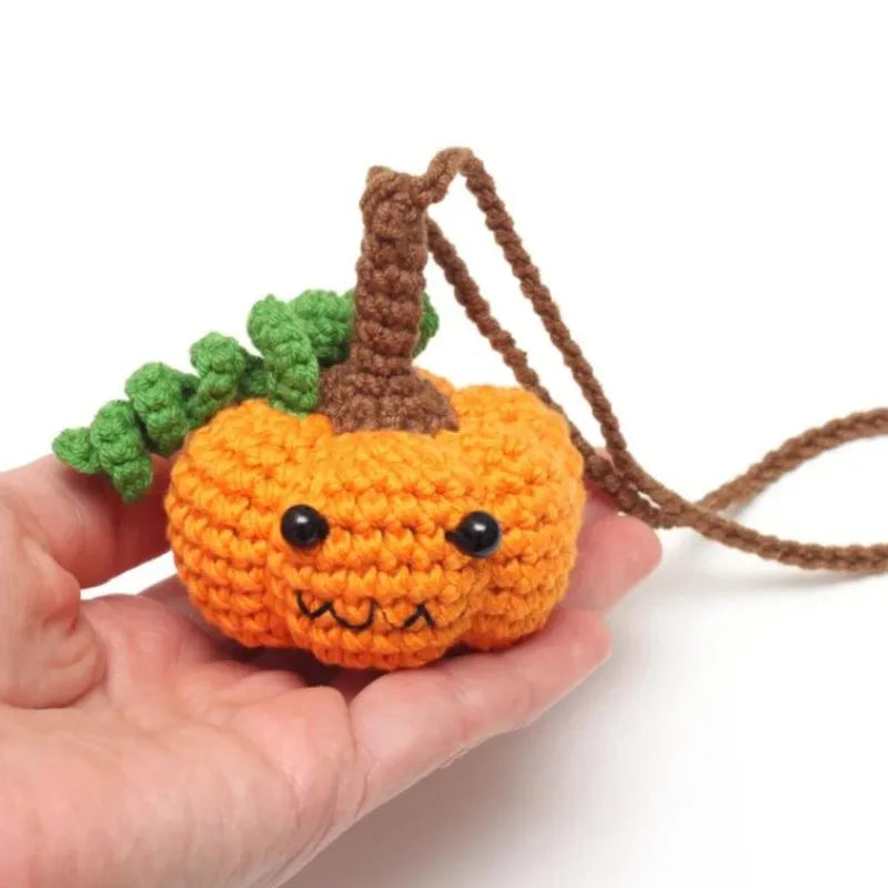 Handmade Car Hanging Ornament for Children, Thanksgiving Car Accessories, Bat Crochet, Pumpkin Hat, Gift, Pendant Decor