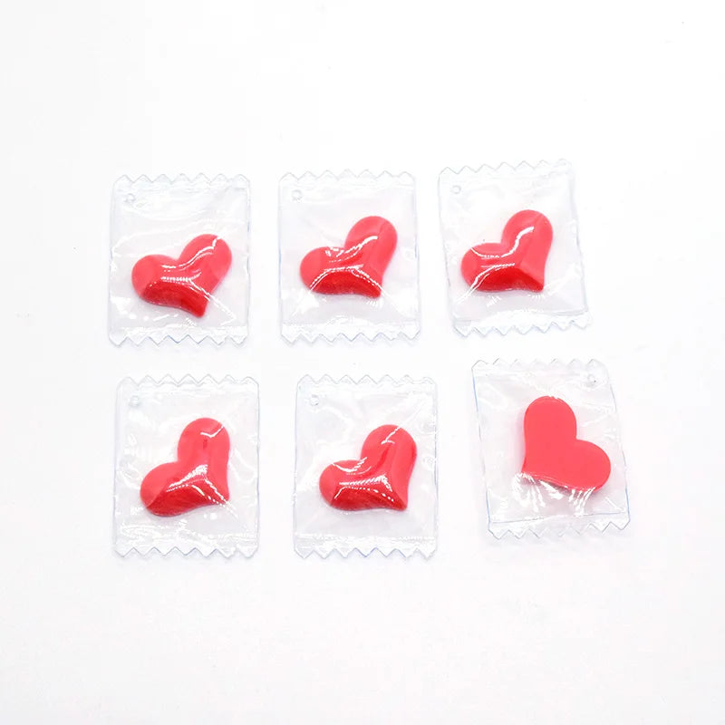 10pcs Cute Transparent Candy Small Hearts Charms