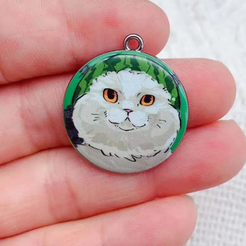 10pcs 28x25mm Enamel Cat Charm