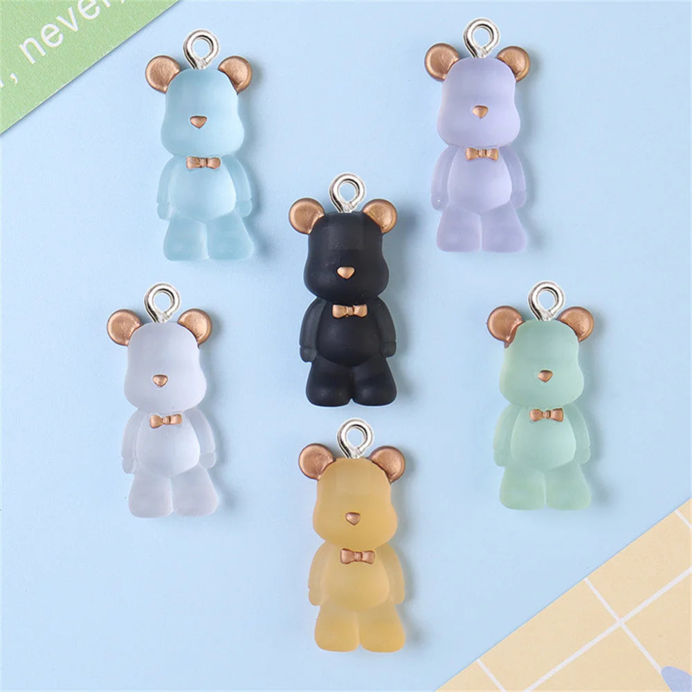 10Pcs Big Transparent 3D Bear Resin Charms